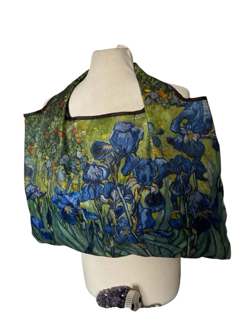 Foldable Iris Flower Pattern Tote Bag -reusable shopping bag